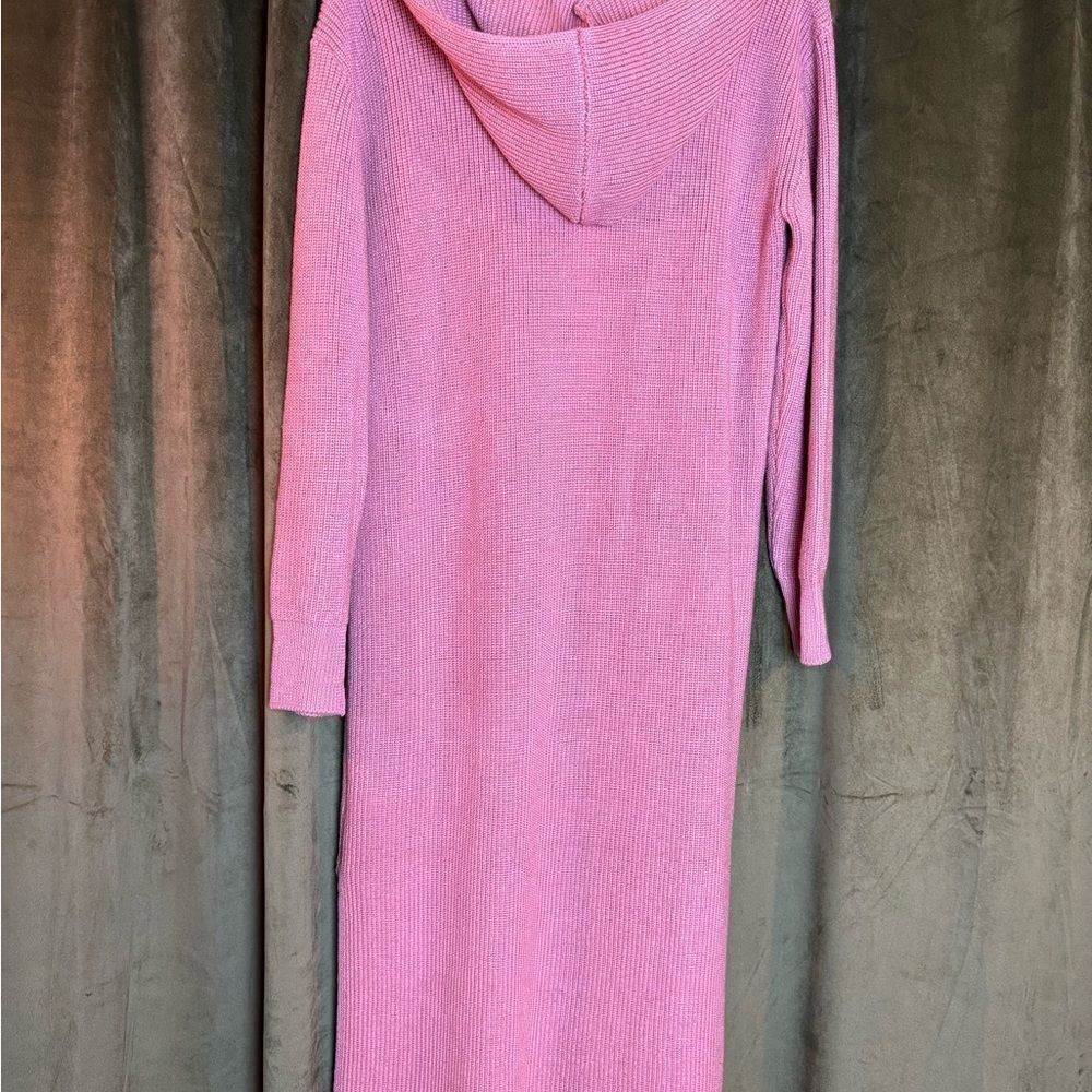 Free People Beach Claudia Sweater Knit Midi Dress with Hood Pink S - Picture 3 of 10